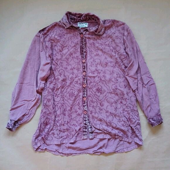 Vintage French Gear Marroon 2 piece Set Size S Shirt & Pants Embroidered Velvet - Picture 2 of 13
